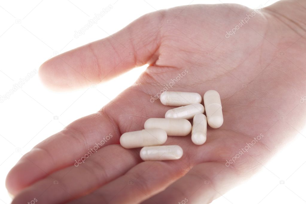Human hand with meds