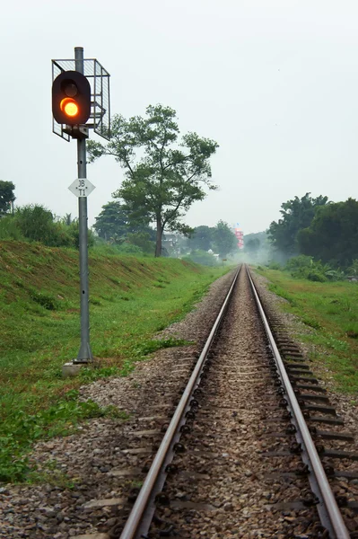 stock image Railway track with Trafficlight