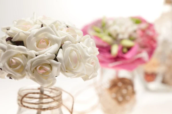 stock image Bouquets and bottles on a white background