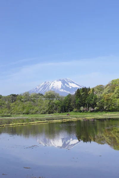 岩手山と牧歌的な風景 — ストック写真