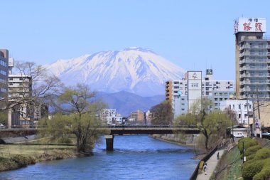 Mt.iwate and Morioka city against blue sky clipart