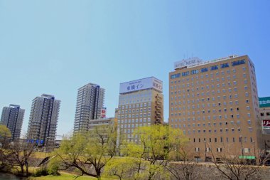 Morioka city in blue sky clipart
