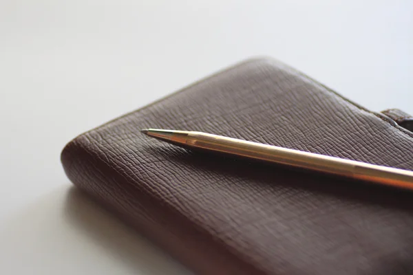 Personal organizer and pen — Stock Photo, Image