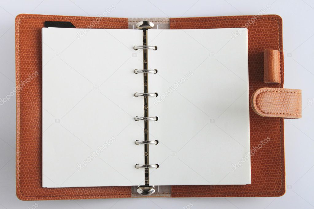 Leather personal organizer on white background