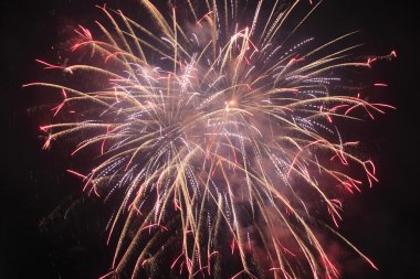 Japon geleneksel fireworks gece gökyüzünde