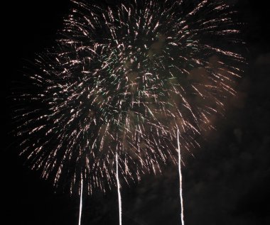 Japon geleneksel fireworks gece gökyüzünde