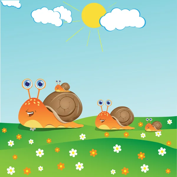 家庭的蜗牛 — 图库矢量图片