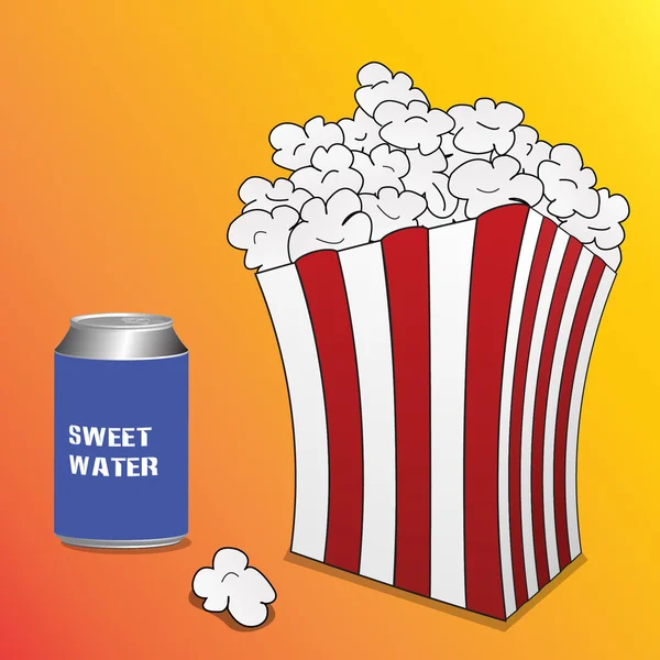 Popcorn doos met water — Stockvector