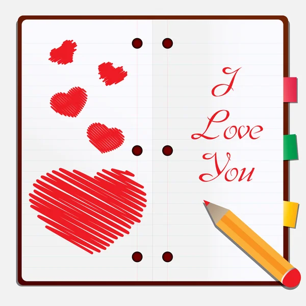 Ich liebe dich auf Papier — Stockvektor