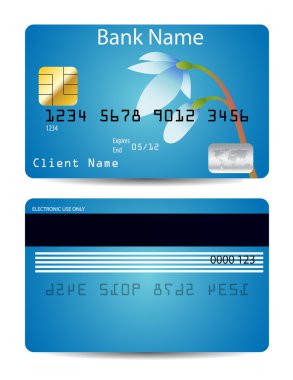 Blue credit card with snowdrop © Daryna Chugunova #9002969