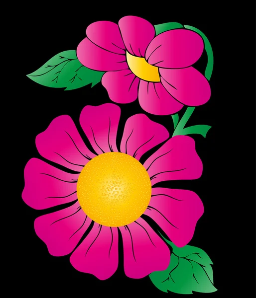 Abstract pink flowers Isolated on Black Background. 8 March — Stock Vector