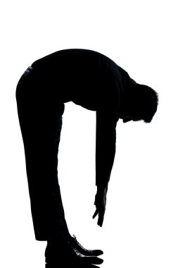 Silhouette man stretching back full length clipart