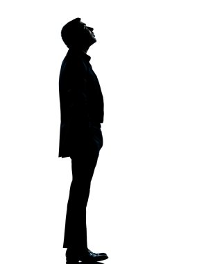 One business man silhouette looking up clipart