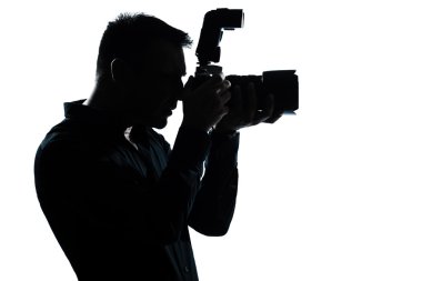 Silhouette man portrait photographer clipart