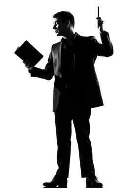 Silhouette man with note pad clipart