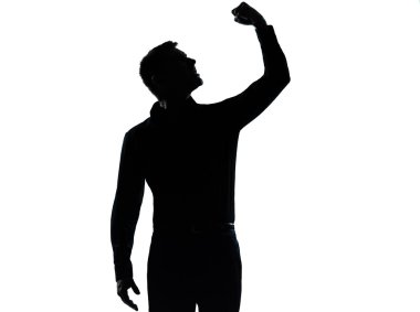 One business man angry up silhouette clipart