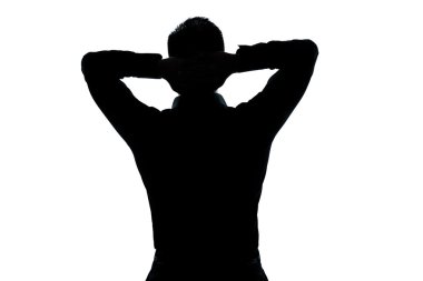 Silhouette man portrait stretching resting clipart