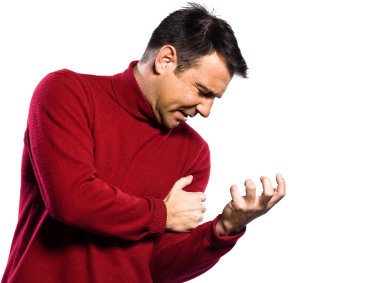 Caucasian man heart attack clipart