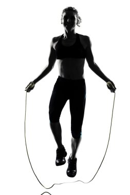Woman workout fitness posture jumping rope clipart