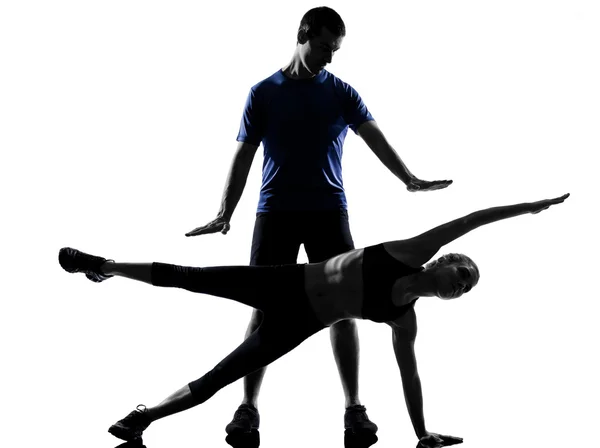 Couple woman man exercising workout — Stock Photo, Image