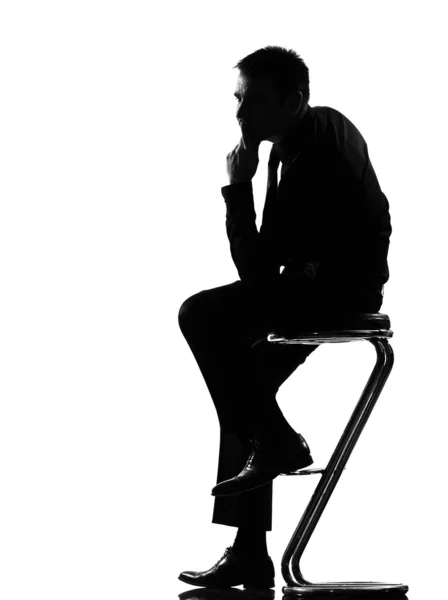 Silhouette man thinking pensive — Stock Photo, Image