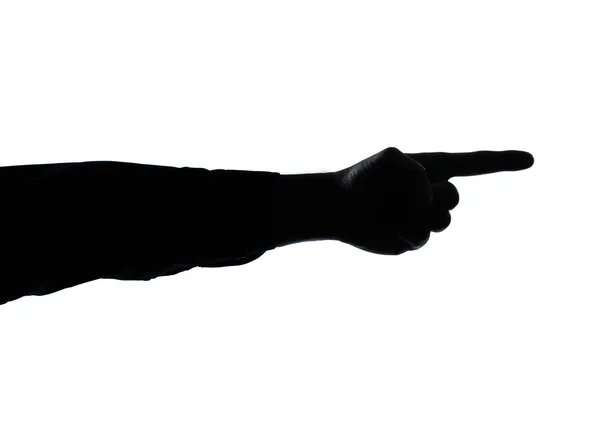 Részlet egy ember kézzel mutatva silhouette közelről — Stock Fotó