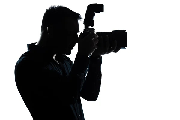 Silhouette uomo ritratto fotografo — Foto Stock