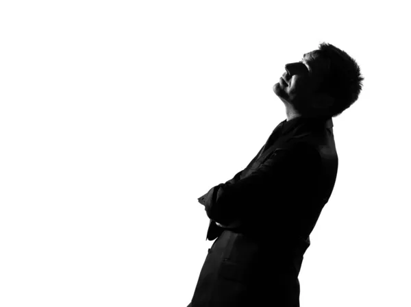 Silhouette man musing daydream lookig up — Stock Photo, Image