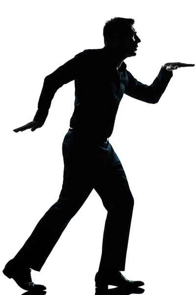 Silhouette man funny egyptian walking full length — Stock Photo, Image