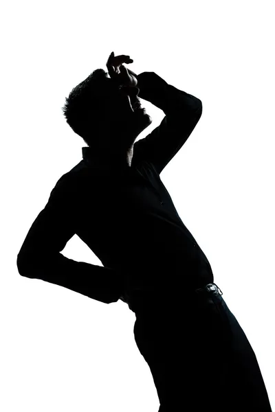 Silhouet man portret pijn rugpijn — Stockfoto