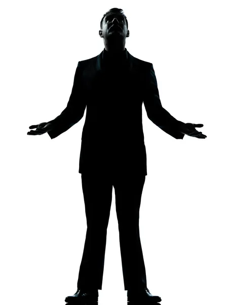 One business man hopeful looking up silhouette — Stock Photo, Image