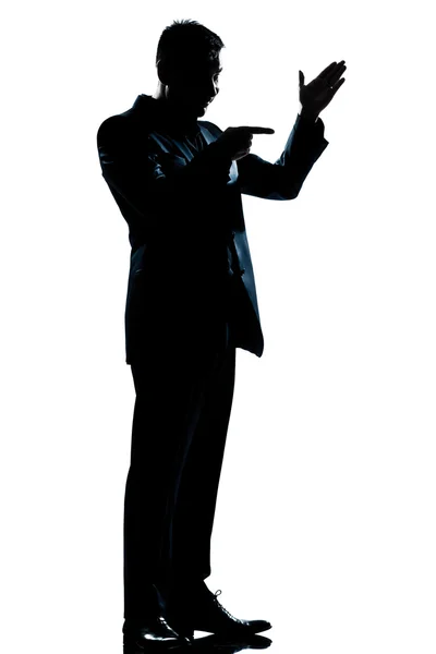 Silhouette man full length friendly menacing — Stock Photo, Image