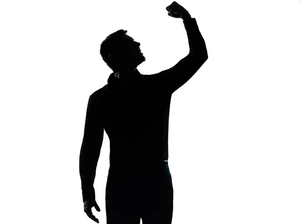 One business man angry up silhouette — Stock Photo, Image