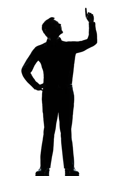 One business man poiting up happy silhouette — Stock Photo, Image
