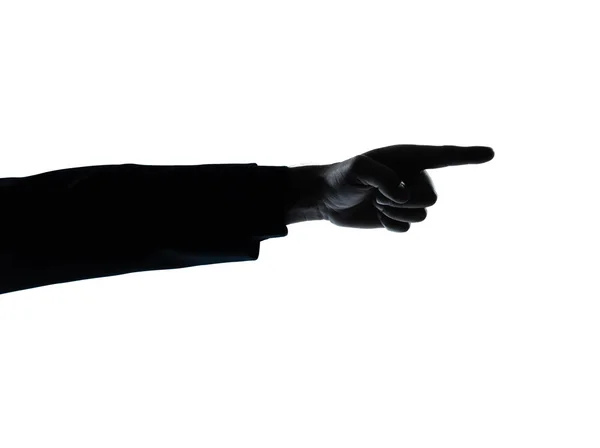 Részlet egy ember kézzel mutatva silhouette közelről — Stock Fotó