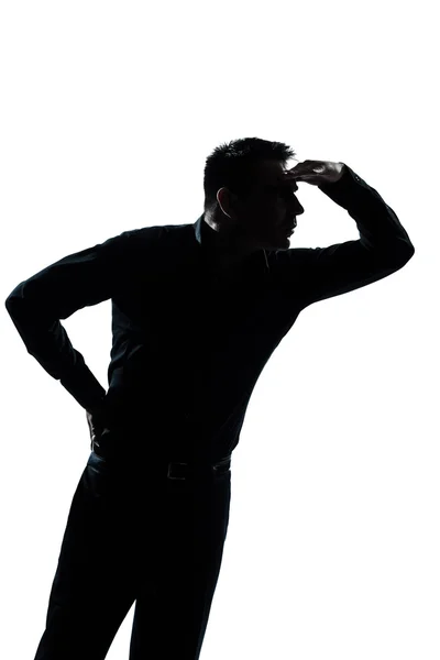 Silhouette uomo ritratto guardando avanti gesto — Foto Stock