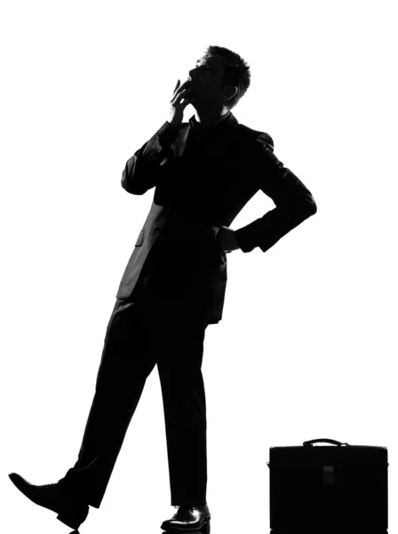 Silhouette man thinking pensive looiking up — Stock Photo, Image
