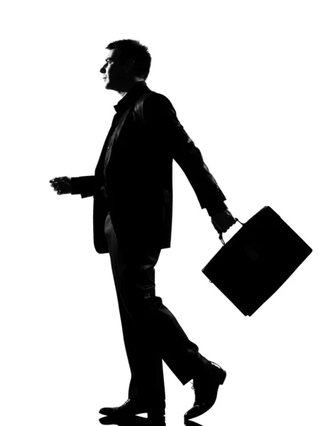 Silhouette Mann Gehprofil mit Aktentasche — Stockfoto