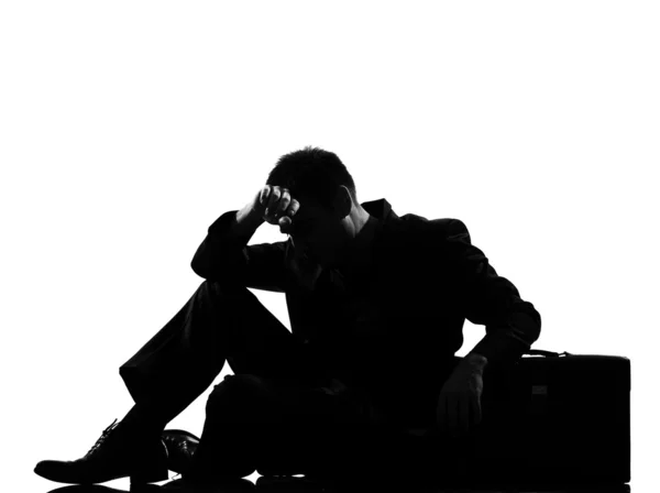 Silhouette człowiek zmęczenie rozpacz zmęczony — Zdjęcie stockowe