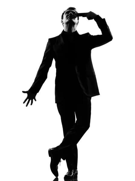Silhouette man despair suicide — Stock Photo, Image
