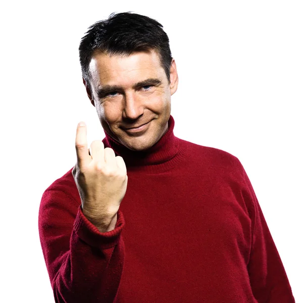 Homem caucasiano acenando gesto — Fotografia de Stock