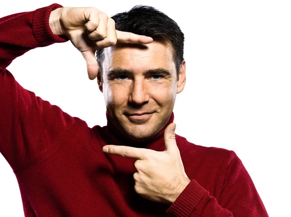 Kaukasischer Mann gestikuliert mit dem Finger — Stockfoto
