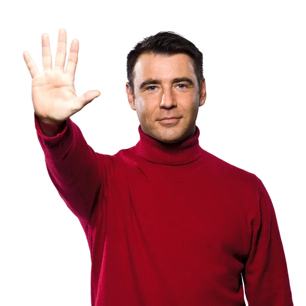 Homem caucasiano high-cinco gesto de saudação — Fotografia de Stock