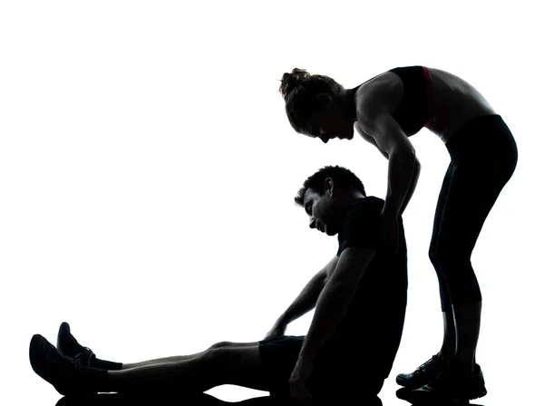 1 つのカップル男性女性トレーニング トレーニングを行使 — ストック写真