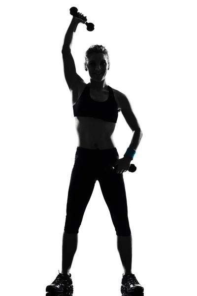 Жінка тренування фітнес пози тренування ваги — стокове фото