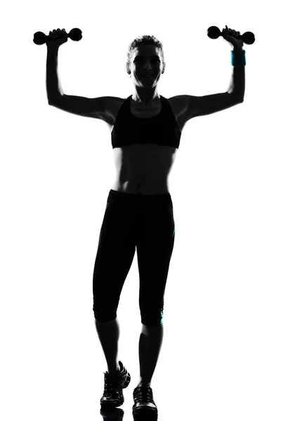 Kadın egzersiz fitness duruş ağırlık eğitimi — Stok fotoğraf