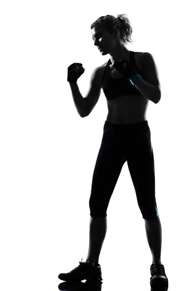 Kadın kickboxing duruş boksör boks — Stok fotoğraf