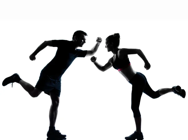 Una coppia uomo donna che esercita fitness allenamento — Foto Stock