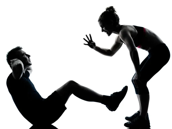 Одна пара мужчина женщина тренировки фитнес — стоковое фото