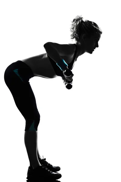 Kobieta treningu fitness trening siłowy postawy — Zdjęcie stockowe